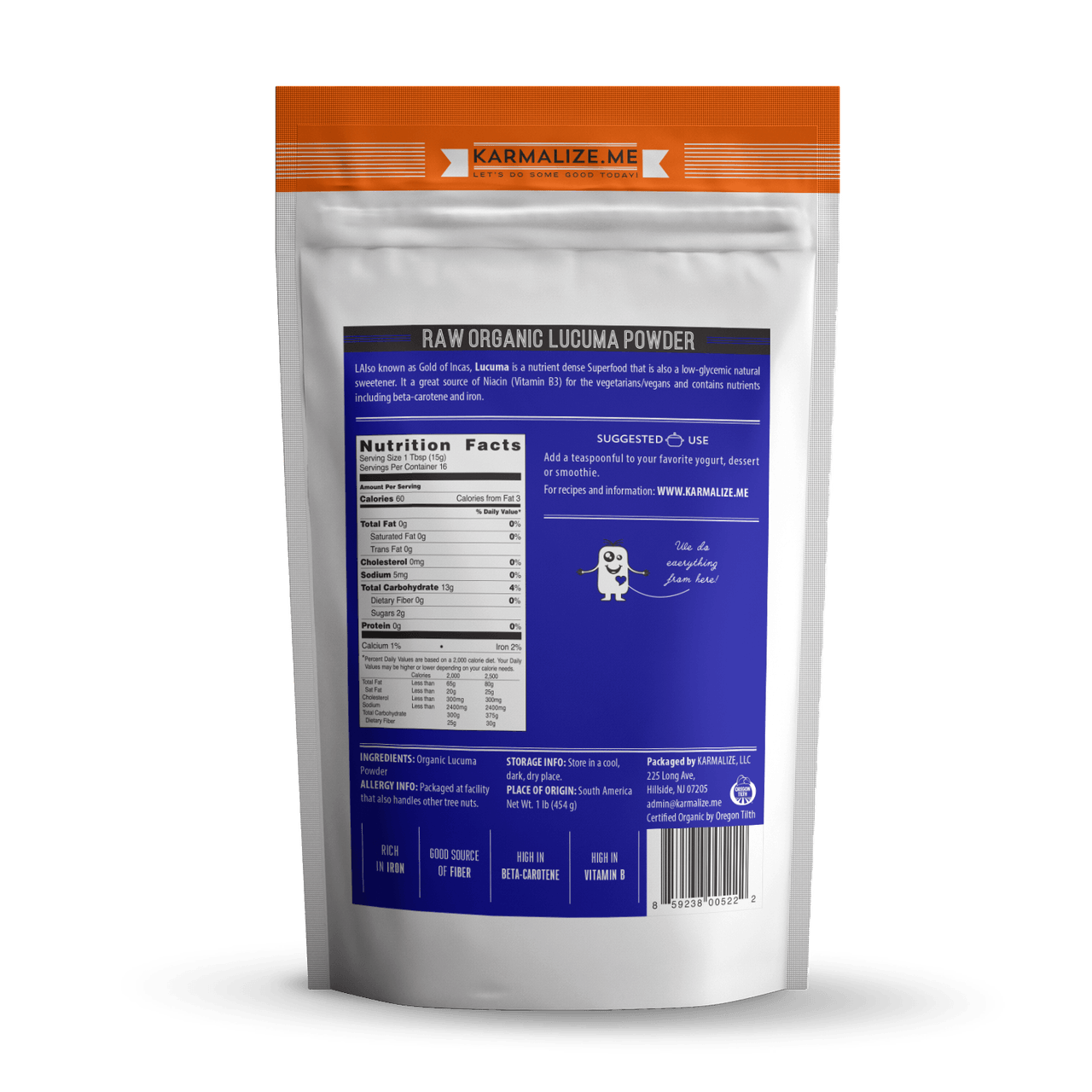 Organic Lacuma Powder - Back panel