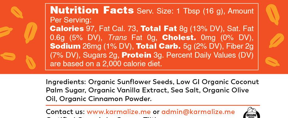 Organic Sunflower Seed Butter -  Nutrition Panel