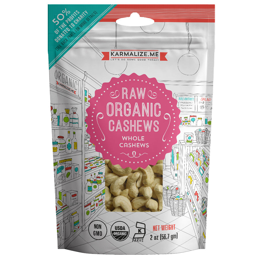 Snack Pack Size 2 oz. Organic Cashews - pack of 12.